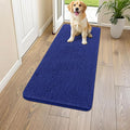 Smiry Dog Door Mat for Muddy Paws 47x24, Absorbent Dirt Trapper, Non-Slip Washable Chenille Entryway Rug for Inside Floor, Navy Blue, Classic Solid