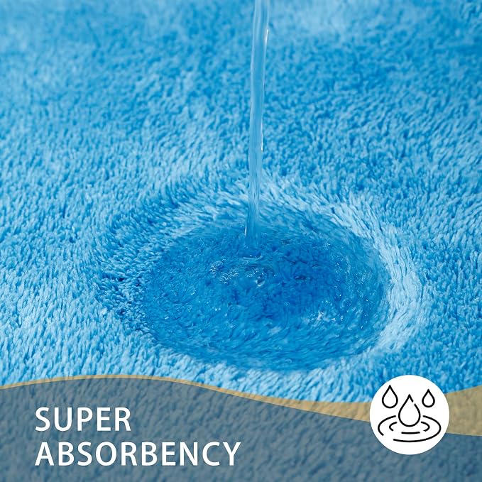 MINIDEAR Toilet Rugs 24x20 - U Shaped Lake Blue Thick Memory Foam Contour Rugs,Ultra Soft & Plush Fluffy, Non-Slip, Quick Dry, Absorbent Washable Floor Microfiber Mat for Home Decor Accessories
