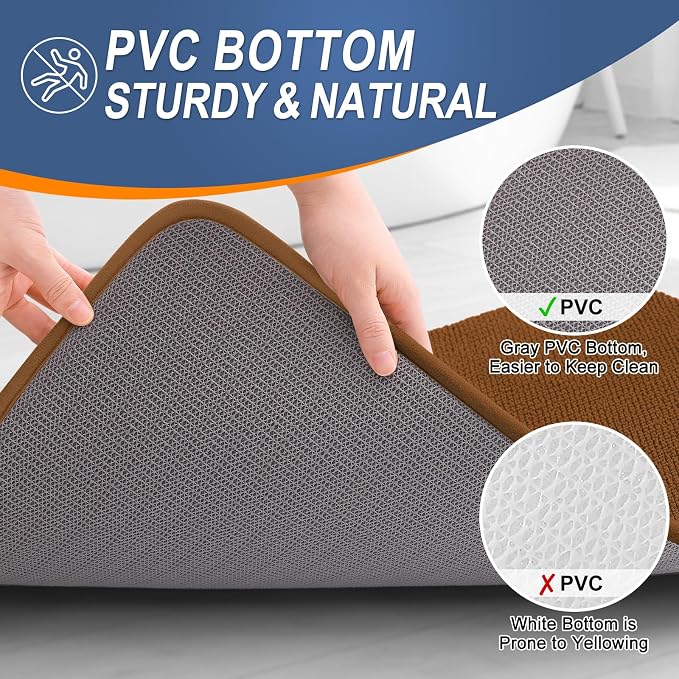 OLANLY Thick Memory Foam Bathroom Runner Rugs 59x20, Extra Soft Absorbent Long Bath Rug, Quick Dry Bath Mats, Non-Slip, Machine Washable Mat for Bathroom, Tub and Shower, Home Decor Accessories, Ochre