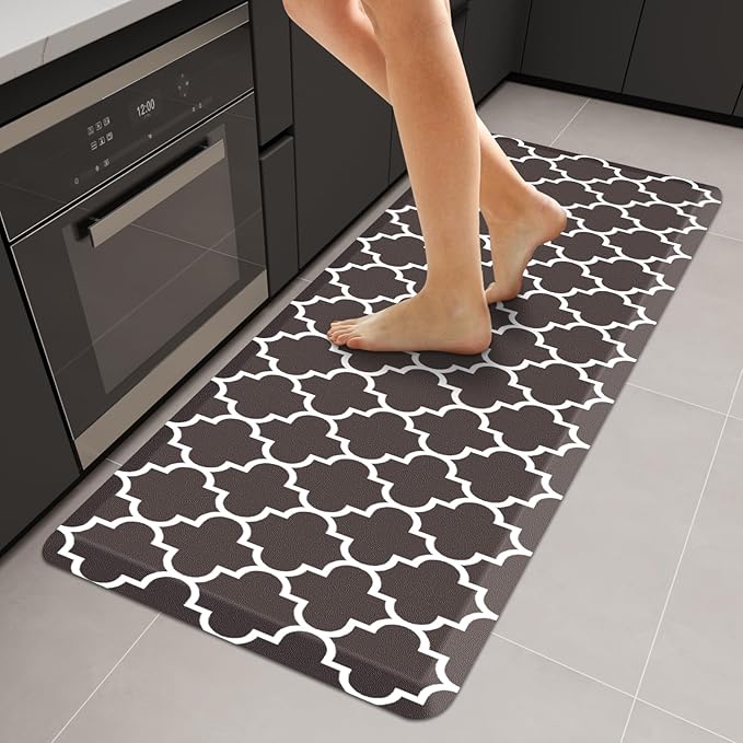 WISELIFE Anti Fatigue Floor Mat - 4/5 Inch Thick Kitchen Mat Non Slip Waterproof Heavy Duty Ergonomic Comfort Mat Durable for Home, Office, Sink, Laundry,(22" x 54", Chocolate)