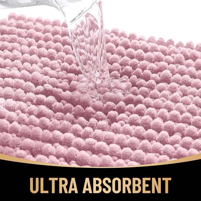 OLANLY Thick Bathroom Rugs 34x21, Extra Soft Absorbent Chenille Bath Rugs, Rubber Backing, Machine Wash Dry, Bath Mats for Bathroom Floor, Tub and Shower, Home Decor Accessories, Dusty Rose