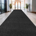 Oversized Rubber Door Mat - Heavy Duty, Waterproof, Low-Profile, Easy to Clean, Commercial Floor Mat (4 x 16 Feet, Black, MXM-RIB0316BK)
