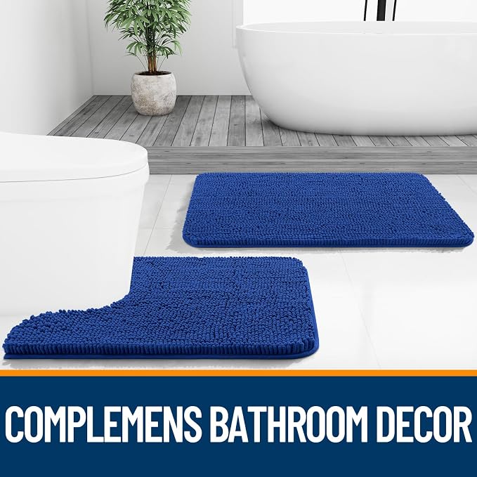 OLANLY Large Bathroom Rugs 70x46, Extra Soft Absorbent Chenille Bath Rugs, Rubber Backing Quick Dry, Machine Washable Bath Mats for Bathroom Floor, Tub and Shower, Home Decor Accessories, Royal Blue