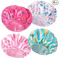 4 PCS Shower Cap for Women, Elastic and Reusable Bath Caps, Double Layers Shower Caps Reusable Waterproof, Bathing Shower Caps, Environmental Bath Hair Protection Cap - Stripes