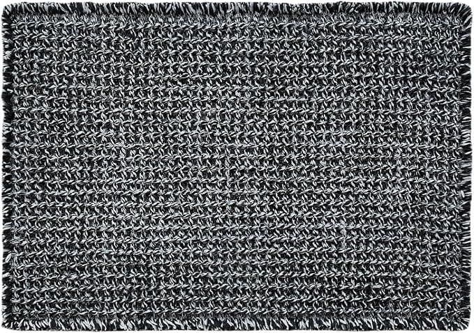 TYUU Black and White Bathroom Rugs, Waffle Bath Mat Non Slip Washable Super Absorbent Quick Dry Boho Farmhouse Bathroom Decor, 30"x20" Black and White