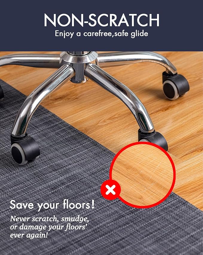 Baroyal Office Chair Mat for Hardwood Floor Under Desk Computer Rolling Chair Mat for Wood/Tile Floor Non-Slip Heavy Duty Desk Rug PVC Plastic Hard Floor Protector 36" x 48" (Cool Grey)