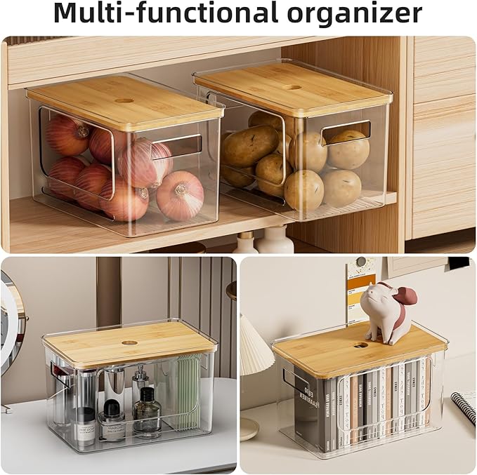 SUBEKYU Under Sink Organizer,Plastic Trash Bag Holder Dispenser,Stackable Pantry Laundry Room Home Organization,Potatoes Onions Storage Container for Kitchen,Set of 2 for 13/30/33 Gallon Bags