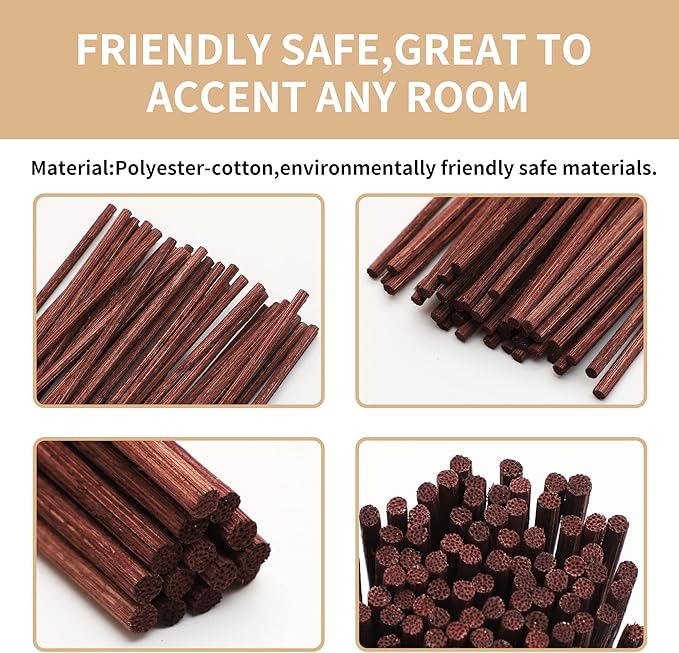 VFULIE 100PCS Reed Diffuser Sticks, Refill Replacement for Aroma Fragranc (100, Brown)