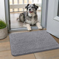 Smiry Dog Door Mat for Muddy Paws 24x16, Absorbent Dirt Trapper, Non-Slip Washable Chenille Entryway Rug for Inside Floor, Grey, Classic Solid
