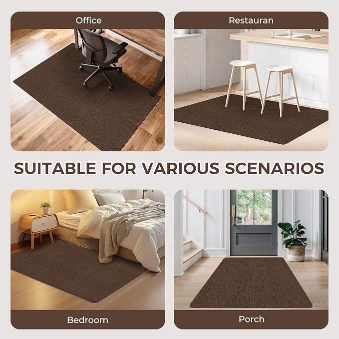 Office Chair Mat for Hardwood Floor 48x60 Inch, Non-Slip Rolling Chair Mat, Flat Lay Floor Protector for Wood Tile Laminate, Anti-Slip Sound Absorbing(Coffee)