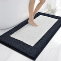 anllugs Bathroom Rugs 30" x 60", Non-Slip Extra Soft Absorbent Bath Rugs, Machine Washable Quick Dry Bath Mats for Bathroom Floor, Shower, Bathtub and Sink, Navy Blue & White