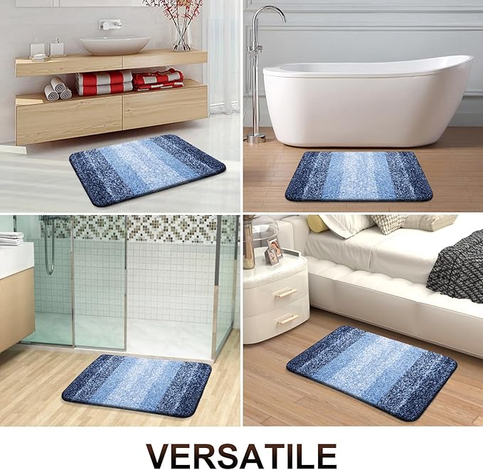 OLANLY Bathroom Runner Rugs Mat 70x24, Extra Soft Absorbent Microfiber Bath Rugs, Rubber Backing, Quick Dry, Washable Long Bath Mats for Bathroom Floor, Tub and Shower, Home Decor Accessories, Navy