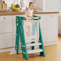 Onasti Toddler Standing Tower, Converts from 3-Step to 2-Step as Kids Grow, Space Saving Kids Kitchen Step Stool for Bathroom Sink, Kitchen Counter and Everyday Household Use-Green