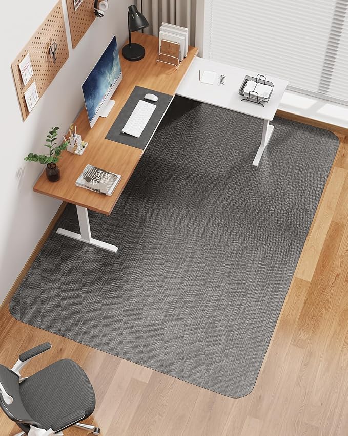 Blvornl Ultra Large Office Chair Mat for Hardwood Floor, Rolling Chair Mat for Hard Wood, Large Anti-Slip Hard Floor Protector, Heavy Duty Computer Desk Rug for Office and Home 50"*63" Grey