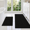 Smiry Bathroom Rugs Sets 2 Piece, Soft Absorbent Chenille Machine Washable Non Slip Shaggy Bath Rug Set for Tub, Shower, and Floor (47x20+24x16, Black)