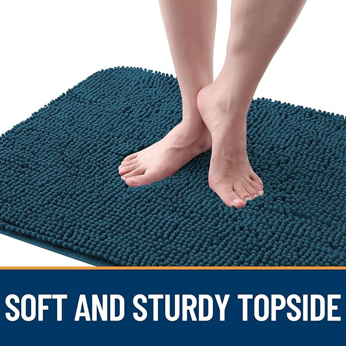 OLANLY Dog Door Mat for Muddy Paws 40x32, Absorbs Moisture and Dirt, Absorbent Non-Slip Washable Doormat, Quick Dry Chenille Mud Mat, Entry Indoor Entryway Carpet for Inside Floor, Atlantic Blue