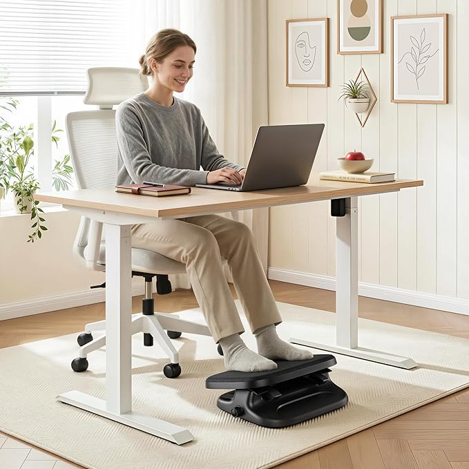 PEGZONE Under Desk Footrest, Adjustable Foot Rest with Height and Degree Angle,Ergonomic Desk Foot Rest with Memory Foam, Foot and Leg Rest for Home & Office
