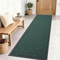 OLANLY Front Door Mat Outside Entrance 71x23, Absorbent, Heavy Duty Sturdy Natural Rubber Doormat Indoor Outdoor, Non-Slip, Stain and Fade Resistant, Low Profile Floor Mat for Entryway, Black Green