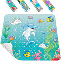 HITSLAM Square Shower Stall Mat Anti Slip, Quick Dry 21x21 Inch Bathtub Floor Mat for Kids with Suction Cups and Drainage Holes, Machine Wash, Soft on Feet, Dolphin