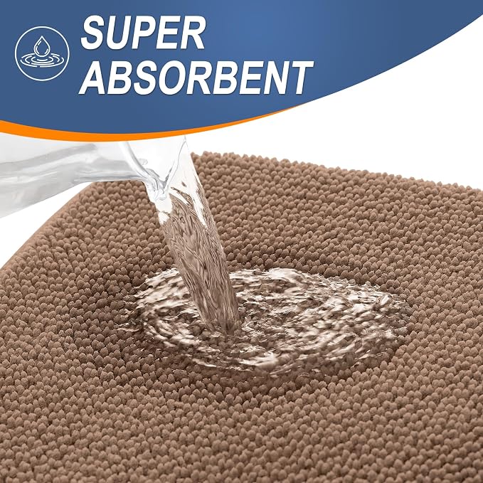 OLANLY Thick Memory Foam Bathroom Runner Rugs 70x24, Extra Soft Absorbent Long Bath Rug, Quick Dry Bath Mats, Non-Slip, Machine Washable Mat for Bathroom, Tub and Shower, Home Decor Accessories, Mocha