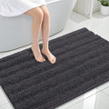 OLANLY Thick Large Bathroom Rugs 47x32, Extra Soft Absorbent Chenille Striped Bath Rugs, Rubber Backing, Machine Wash, Bath Mats for Bathroom Floor, Tub and Shower, Home Decor Accessories, Dark Grey