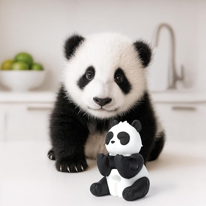 Panda Spoon Rest for Stove Top – Silicone Pot Clip Utensil Holder & Lid Lifter – Funny Kitchen Gadget, Unique Panda Bear Gifts for Women – 1.75" x 2.75"