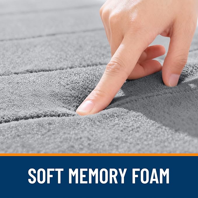 OLANLY Memory Foam Long Bathroom Rugs Runner 59x24, Super Soft Absorbent Bath Mat, Quick Dry, Machine Washable Shower Floor Rugs, Bathmat Carpet, Bathroom Home Decor Accessories, Grey