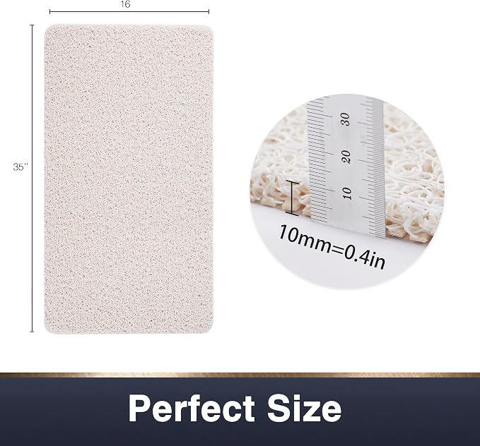 Asvin Soft Textured Bath, Shower, Tub Mat, 35x16 Inch, Phthalate Free, Non Slip Comfort Bathtub Mats with Drain, PVC Loofah Bathroom Mats for Wet Areas, Quick Drying