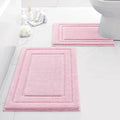 HOMEIDEAS Bathroom Rugs Sets 2 Piece, Super Soft and Absorbent Non Slip Microfiber U-Shaped Toilet Bath Mat Set (20"x32"+U20 x24, Light Pink)