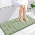 OLANLY Memory Foam Long Bathroom Rugs Runner 44x20, Super Soft Absorbent Bath Mat, Quick Dry, Machine Washable Shower Floor Rugs, Bathmat Carpet, Bathroom Home Decor Accessories, Sage Green