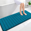 OLANLY Memory Foam Long Bathroom Rugs Runner 59x24, Super Soft Absorbent Bath Mat, Quick Dry, Machine Washable Shower Floor Rugs, Bathmat Carpet, Bathroom Home Decor Accessories, Peacock Blue