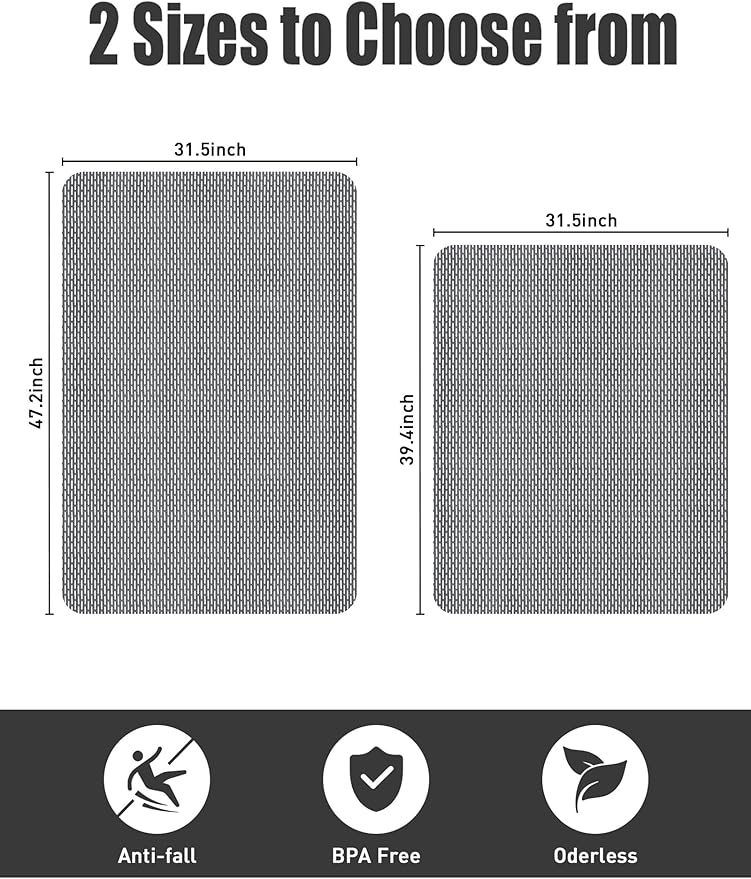 Yonala Large Non Slip Shower Mat 39.4 x 31.5 Inch, Trimmable PVC Shower Floor Mat for Textured, Uneven Floors, Quick Drain Anti Slip Bath Mat for Walk-in Shower, Bathroom, Tub