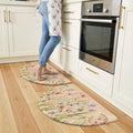 KIMODE Kitchen Mats for Floor Anti Fatigue, 18"x28" Half Round Cushioned Kitchen Floor Mats, Ergonomic Waterproof Standing Mats, Boho Kitchen Rugs Sets of 2 Non Skid for Laundry Office Light Brown