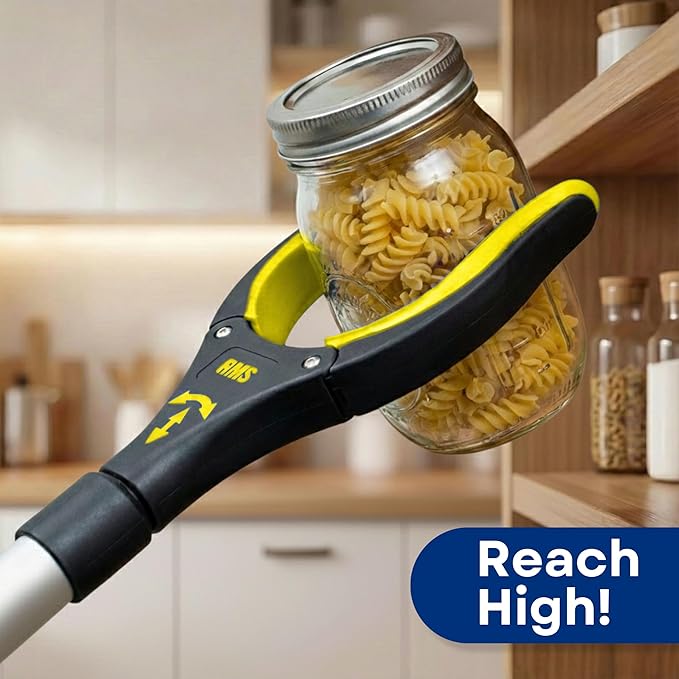 RMS 2-Pack 21 Inch Grabber Reacher with Rotating Jaw - Mobility Aid Reaching Assist Tool