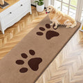 Smiry Dog Door Mat for Muddy Paws, Absorbs Moisture and Dirt, Low-Profile Entryway Mat with Non-Slip Backing, Entry Indoor Outdoor Doormat for Inside Floor (70x24 Inches, Beige, Paw