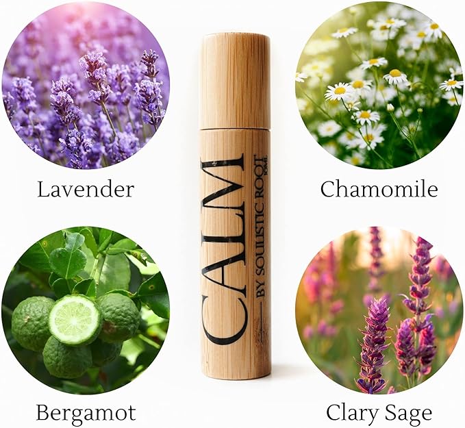 Soulistic Root Calm Essential Oil Roller, Calm Essential Oil Roll On Blend, 10ml Glass Roller- Stress Relief, Essential Oil Blends, Aromatherapy Self Care Products for Women