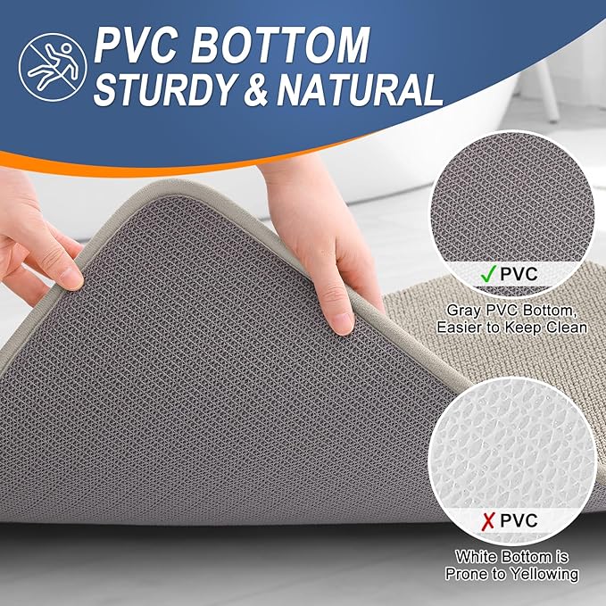 OLANLY Thick Memory Foam Bathroom Runner Rugs 47x24, Extra Soft Absorbent Long Bath Rug, Quick Dry, Non-Slip, Machine Washable Bath Mat for Bathroom, Tub and Shower, Home Decor Accessories, Warm Taupe