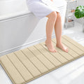 OLANLY Memory Foam Long Bathroom Rugs Runner 44x20, Super Soft Absorbent Bath Mat, Quick Dry, Machine Washable Shower Floor Rugs, Bathmat Carpet, Bathroom Home Decor Accessories, Beige