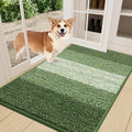 Smiry Dog Door Mat for Muddy Paws, Absorbs Moisture and Dirt, Low-Profile Entryway Mat with Non-Slip Backing, Entry Indoor Outdoor Doormat for Inside Floor (36x24 Inches, Green, Striped)