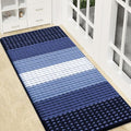Kitinjoy Indoor Outdoor Door Mat, 47x20 Non-Slip Absorbent Dirt Trapper, Low-Profile Washable Inside Entrance Front Floor Mat, Sturdy Soft Entry Dotted Ombre Doormats for Entryway, Navy Blue