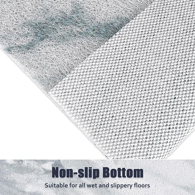 Shower Mat Bathtub Mat Non-Slip - 16x39 Inch Soft Comfort Bath Mat with Drainage Holes, PVC Loofah Massage Bathmat for Shower, Tub, Bathroom, Wet Areas, Quick Drying