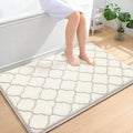 OLANLY Memory Foam Bath Mat Rug 47x32, Ultra Soft and Absorbent Bathroom Rugs, Non-Slip, Comfortable, Machine Washable Bath Carpet for Bathroom Floor, Tub, Shower and Home Decor Accessories, Ivory