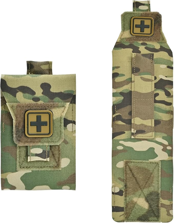Mini IFAK Pouch, Compact Empty First Aid Organizer with Elastic Loops and Pull Tab, Portable EDC Micro Trauma Pouch for Pocket Backpack and Outdoor Carry