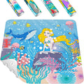 HITSLAM Square Shower Stall Mat Anti Slip, Quick Dry 21x21 Inch Bathtub Floor Mat for Kids with Suction Cups and Drainage Holes, Machine Wash, Soft on Feet, Mermaid