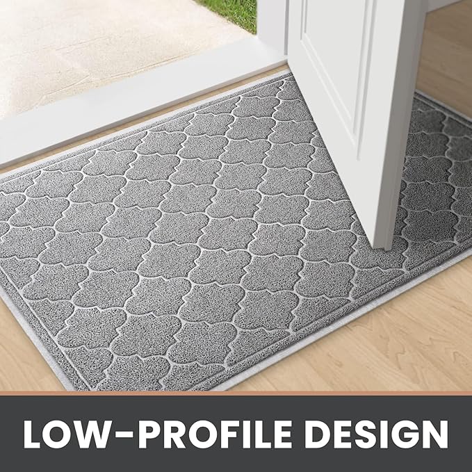 LuxStep Door Mat Large 36X47 Inch Indoor Outdoor Doormat, Non-Slip Low-Profile Design Floor Mat, Front Door Welcome Mat for Entryway,Patio,Garage, Light Grey