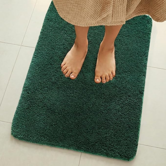 TYUU Large Bathroom Rugs, Ultra Soft Super Absorbent Bath Rugs Non Slip Washable Quick Dry Bath Mat with Rubber Backing for Bathroom Floor, Shower, or Sink, Dark Green 3' x 4'