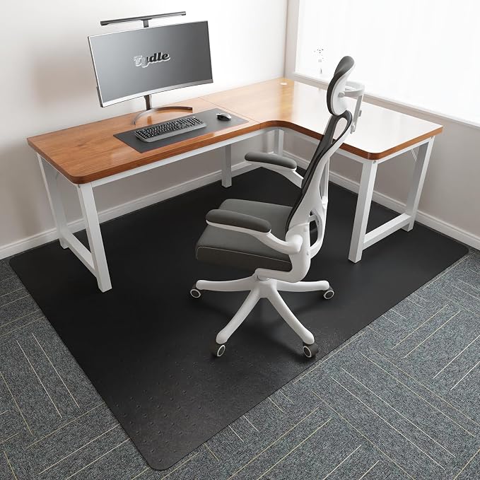 Tydle Chair Mat for Carpet, 60" x 46" Non-Slip Chair Mat for Carpeted Floors, Heavy Duty Computer Under Desk Plastic Floor Mat with Grips, Carpeted Floor Protector for Home Office (Black)