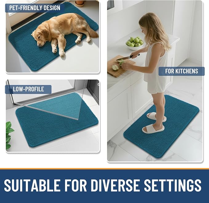Arotive Bathroom Rugs 30" x 20", Ultra Soft Absorbent Chenille Bath Rugs, Non-Slip Rubber Backing, Machine Washable Bath Mats for Bathroom Floor, Tub and Shower, Home Decor Accessories, Peacock Blue