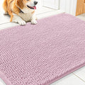 Smiry Dog Door Mat for Muddy Paws 30x20, Absorbent Dirt Trapper, Non-Slip Washable Chenille Entryway Rug for Inside Floor, Dusty Rose, Classic Solid