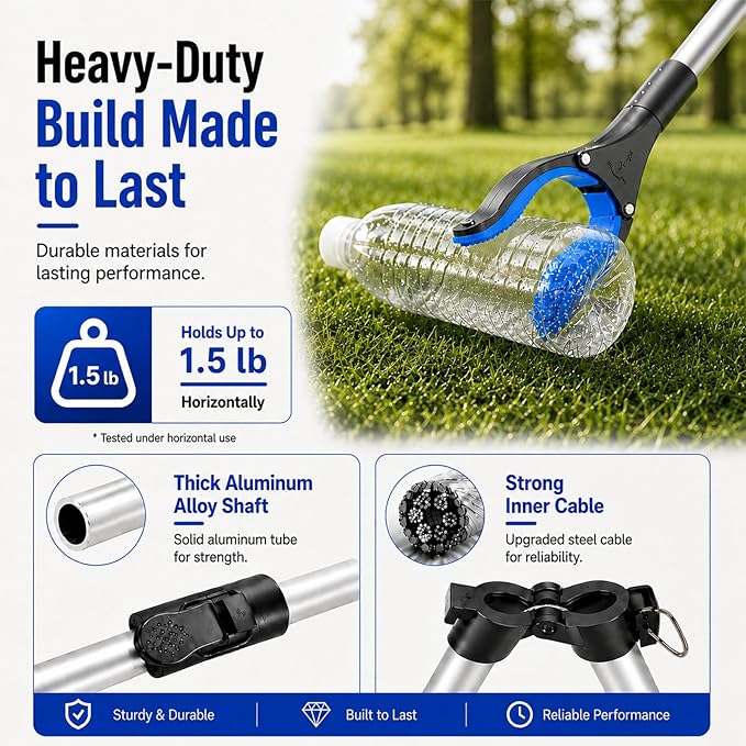 36" Grabber Reacher Tool, 2-Pack Long Reacher Grabber Pickup Tool with 4" Wide Anti-Slip Jaw, 360° Rotating Head and Magnetic Tip, Foldable Trash Grabbers for Seniors, Post Surgery Use Heavy Duty